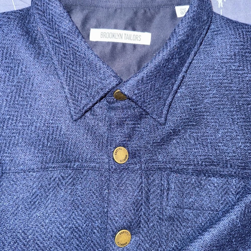 BROOKLYN TAILORS woven wool button down size 5 worn 2x men sizing